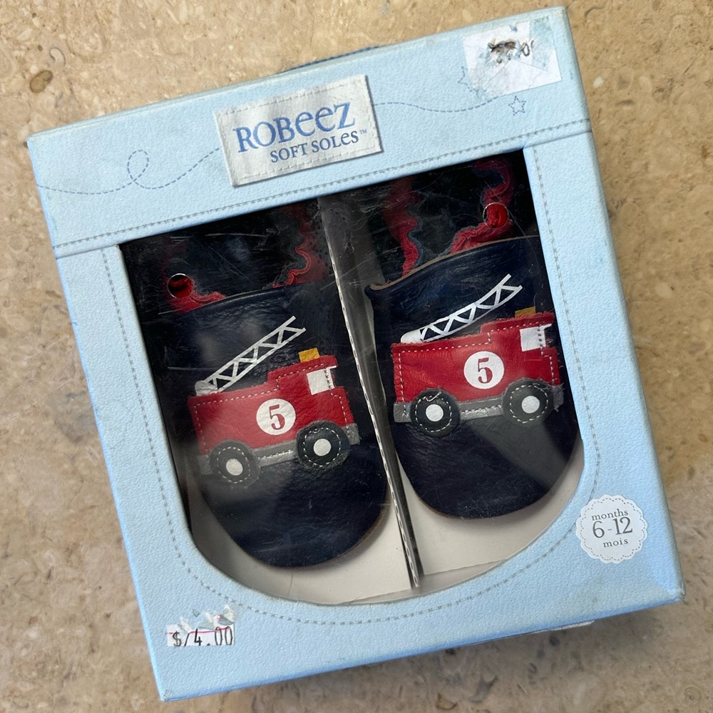 COPY - NWT Robeez leather/suede fire truck baby shoes